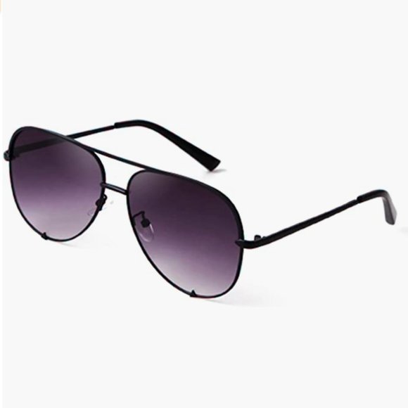 Black Clear Ombre Gradient Aviator Pilot Sunglasses Oversized Retro Shades - Picture 5 of 5